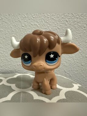 Authentic Littlest Pet Shop Disco Dance Off Bull Cow #201 LPS Star Eyes